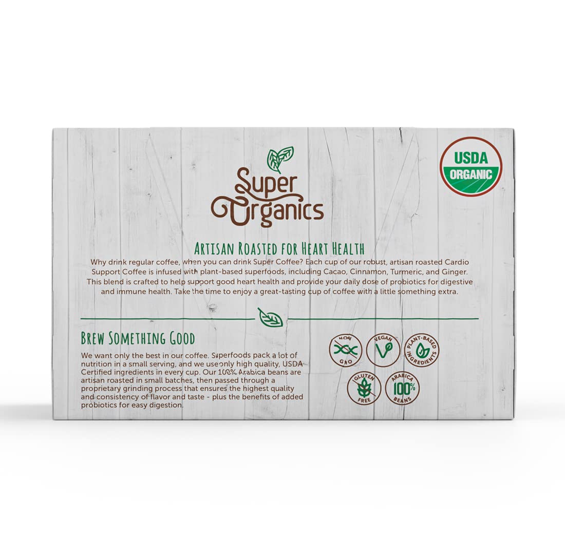 Super Organics coffee package with USDA Organic label on a wooden surface
